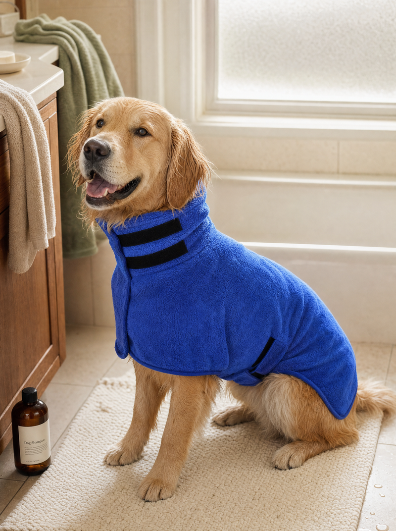 PACKPAWS Dog Bathrobe Towel — Fast-Drying, Adjustable Fit